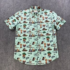 RSVLTS‎ The Sandlot KUNUFLEX Shirt Mens Large Green Short Sleeve Button Down